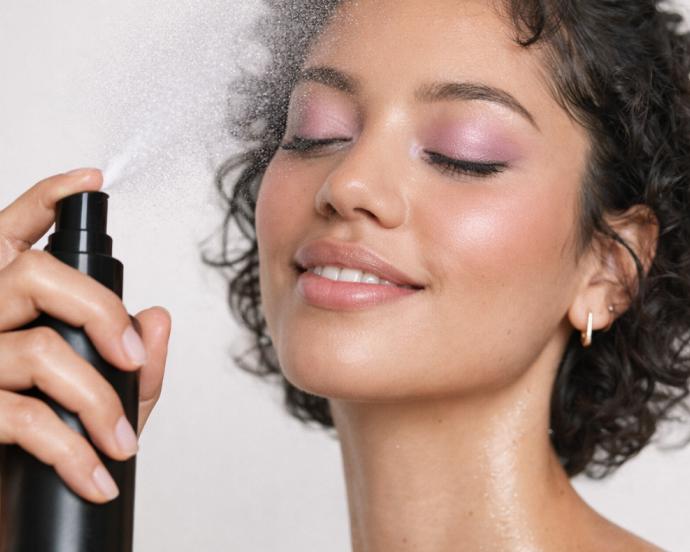 Mujer aplicando fijador