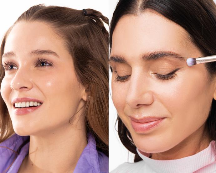 Mujer aplicandose maquillaje glowy