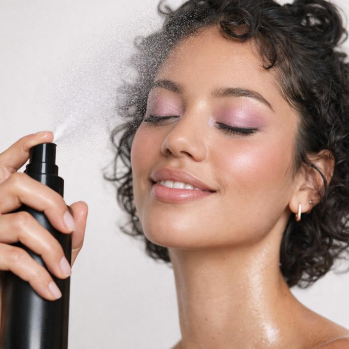 Mujer aplicando fijador